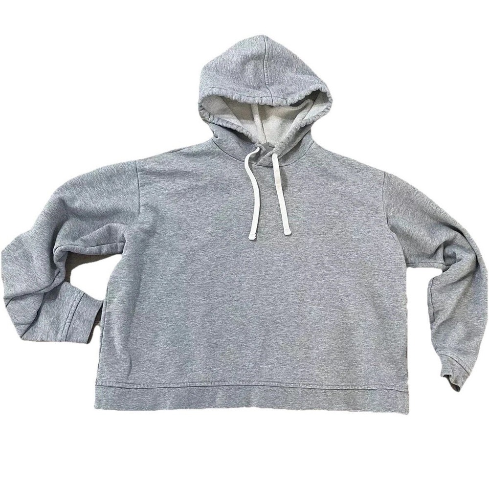 Everlane Hooded Sweatshirt Gray Cropped Fleece Hoodie Long Sleeve Pullover XS